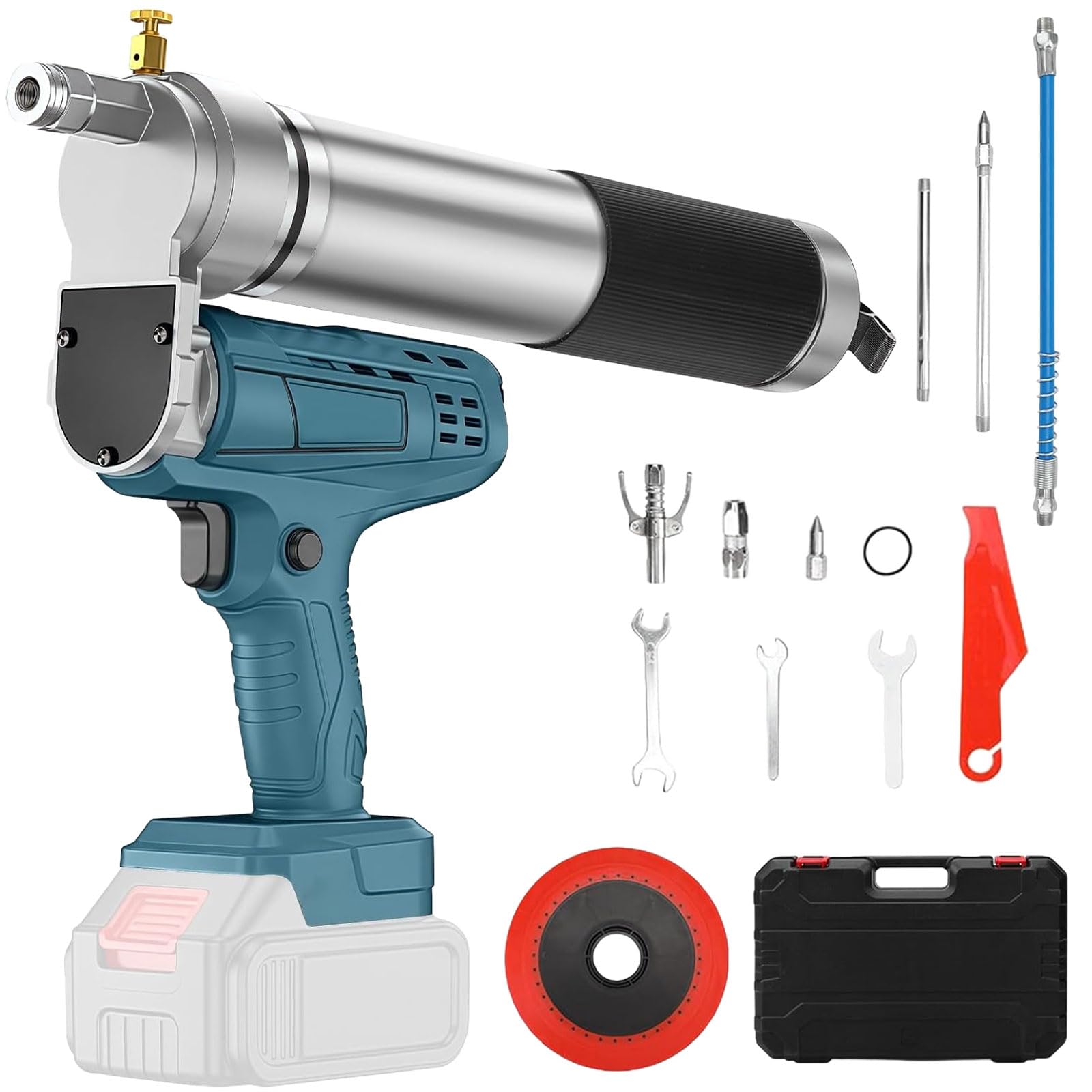 Pistola engrasadora con batería Makita de 18 V, 12000 PSI, 150 g/min | prensa de engrase eléctrica inalámbrica de alta presión, prensa de engrase manual para vehículos, máquinas (sin batería)