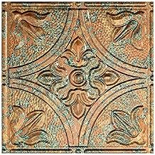 FASADE Traditional Style/Pattern 2 Decorative Vinyl Glue Up Ceiling Panel in Copper Fantasy 12X12 Inch Sample