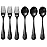 Pimoys 6 Pieces Kids Silverware Stainless Steel Toddler and Child Utensils, Childrens Safe Forks and Spoons Metal Cutlery Set, Engraved Bear, Black