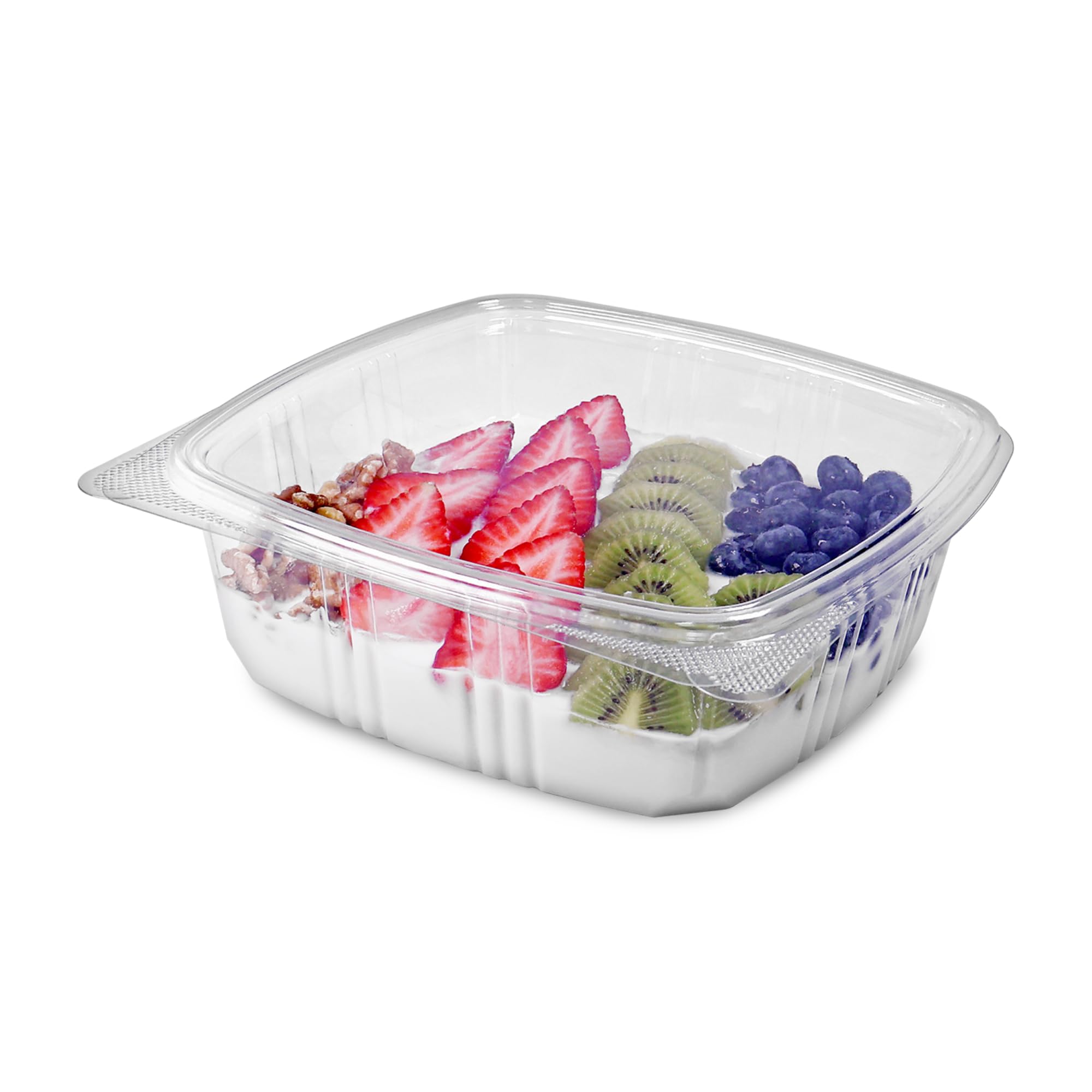 48oz RPET Clear Hinged Lid Deli Container -200Pcs by KODA CUP – 48oz, 48.0 fluid_ounces, Plastic, Clear, Pack of 200