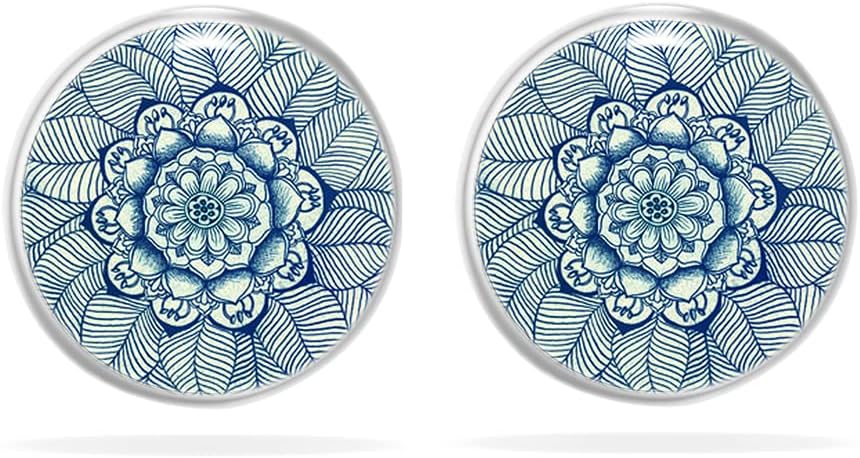 Miss Lovie ® Ohrringe Blumen Damen Ohrringe Handmade Blume Des Lebens Ohrstecker Damen Cabochon Edelstahl Silber Beste Freunde Geschenk Muttertag