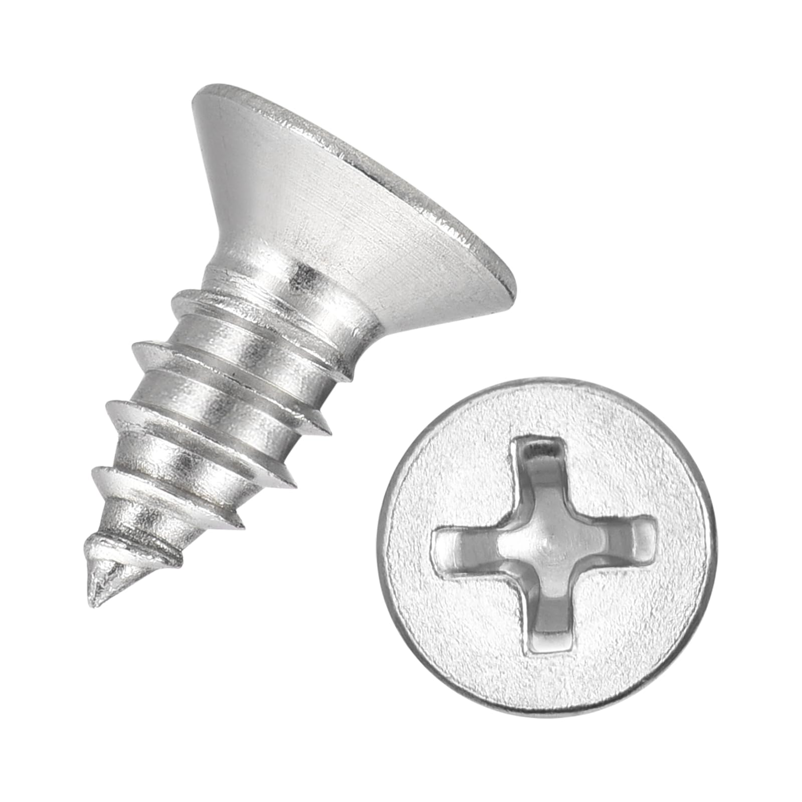 Kozelo 20pcs Phillips Flat Head Wood Screws - [#14x1/2"] 304 Stainless Steel Countersunk Self Tapping Screws for Furniture Assembly, Interior Trim, Outdoor Construction, Silver — image 1