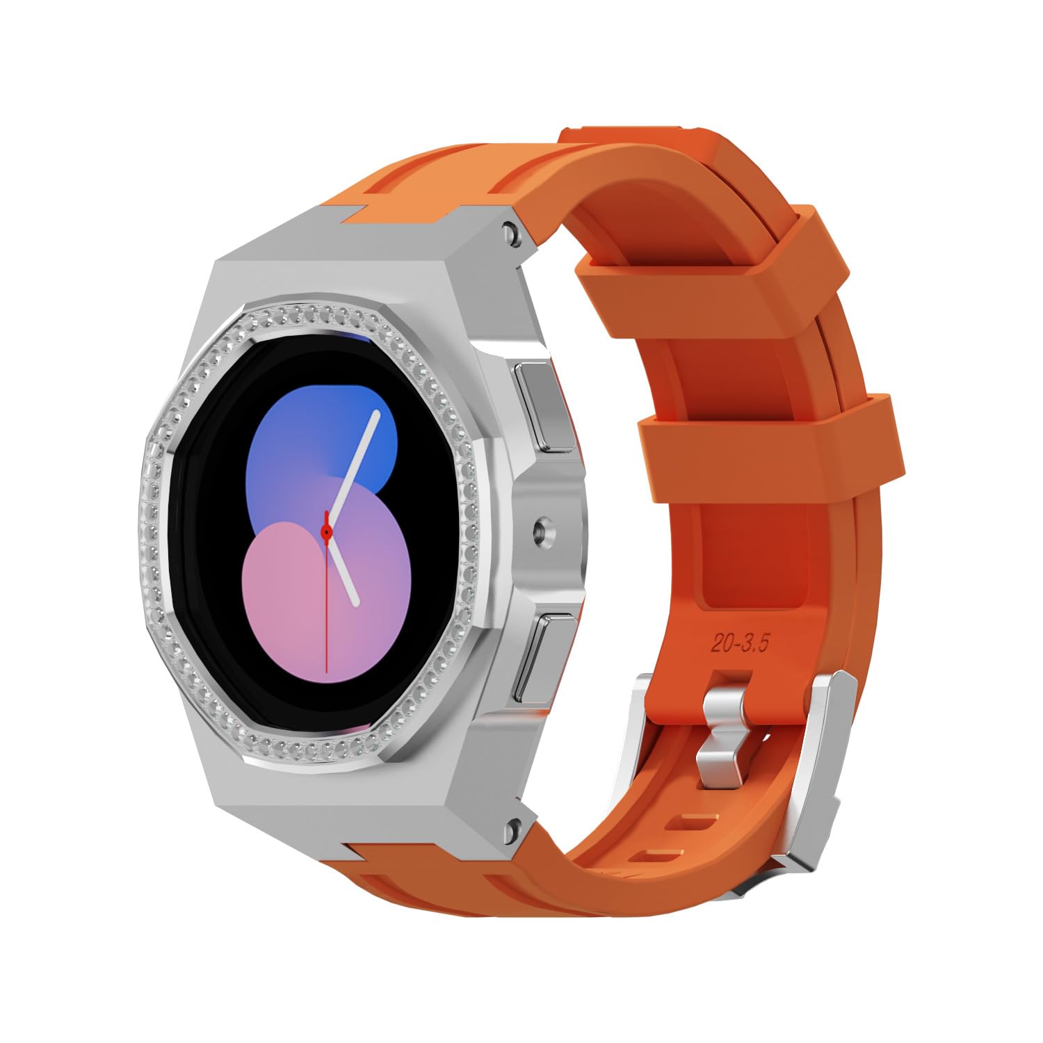 Kit de modification de boîtier en métal diamant avec bracelet en silicone pour Samsung Galaxy Watch 6 5 4 40 mm, bracelet de luxe