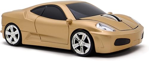 Miniatura 2 de Ai5G Ratón inalámbrico deportivo para coche, ratón USB para computadora, óptico, 2.4 GHz, con faro 1600 DPI para PC, portátil, MAC (dorado)