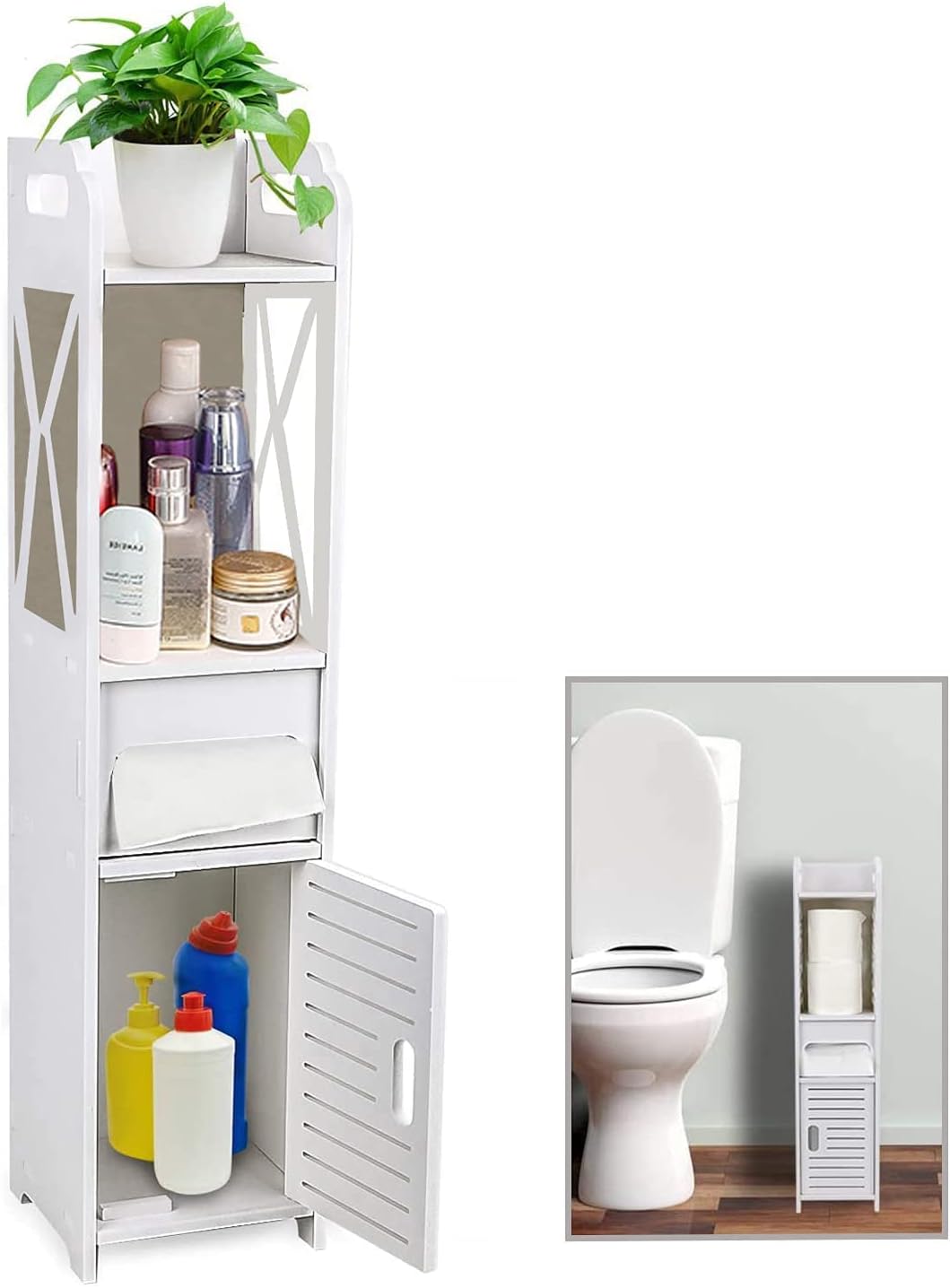 FURN ASPIRE Wood Shelf Corner for Bathroom Living Room Shower Waterproof Shelf Storage, Shelving for Small Spaces Cabinet Depth 18Cm White