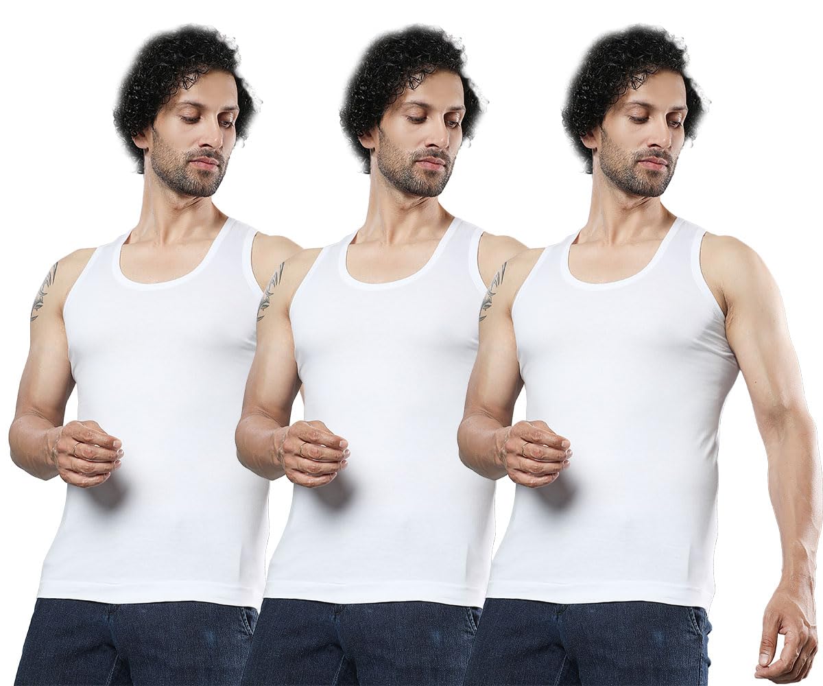 essa Calm Men's Slim Fit Retro Sleeveless Vest | 100% Cotton | Comfortable & Stylish Innerwear | White-picture-33
