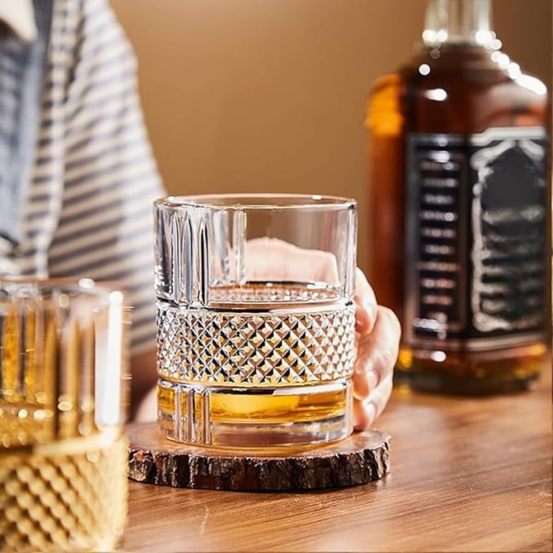 MTRXX Crystal Old Fashioned Whiskey Glasses, 300 ml, Set of 4 Transparent Tumblers for Scotch, Bourbon, Cocktails and Wine