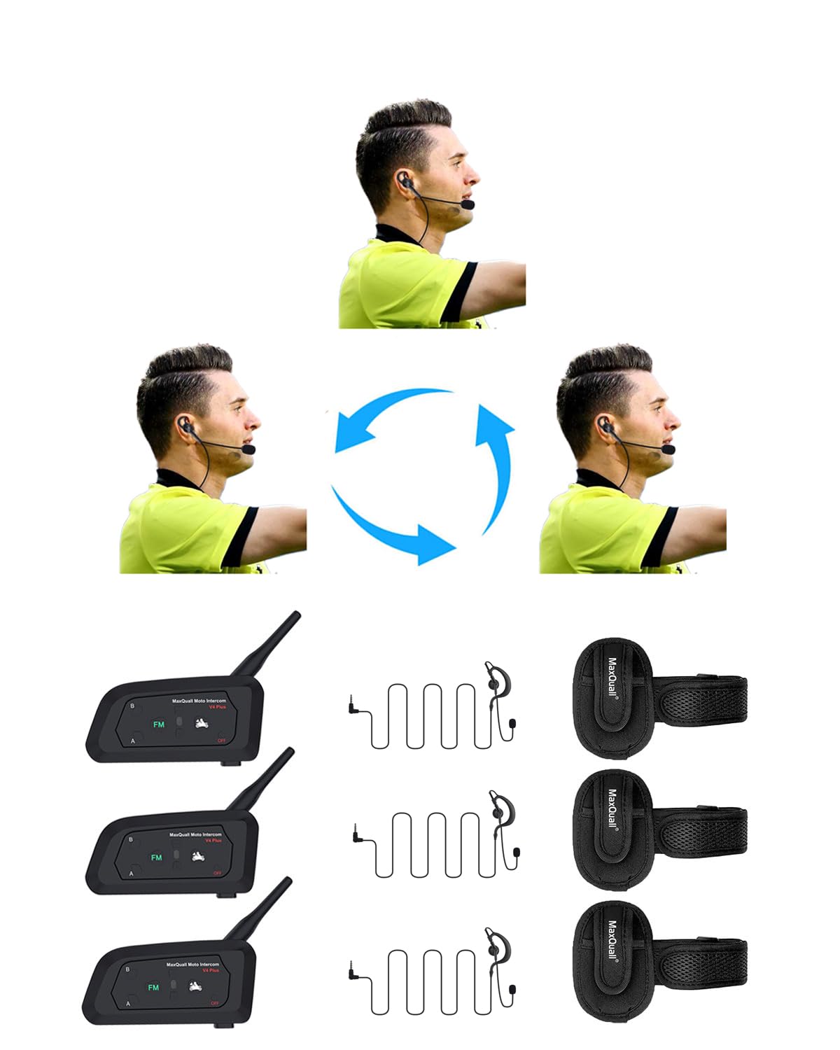 Árbitro Auriculares 3 Árbitros Hablar Al Mismo Tiempo Fútbol Auriculares inalámbricos Auriculares inalámbricos de fútbol Auriculares Comunicación Árbitro de fútbol