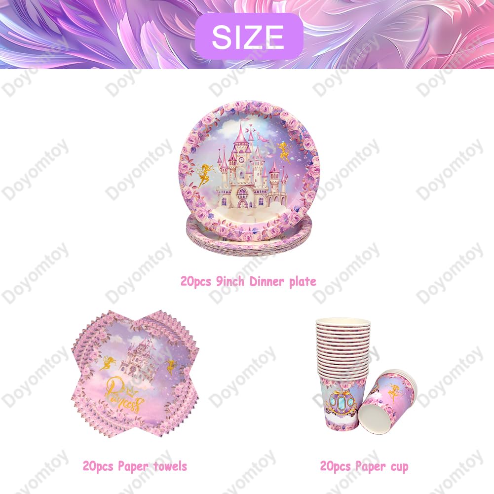 Doyomtoy Vaisselle De Fête Château Anniversaire, 62 Pièces