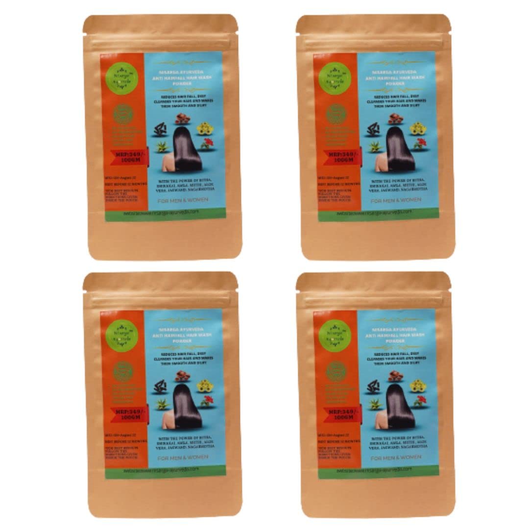 Ayurvedic Shampoo Powder Controls Hair Fall | Repairs Damage Hair Into Smooth and Silky with Deep Cleaning of Scalp & Hair-Pack of 4 (100gm x 4)-image-6