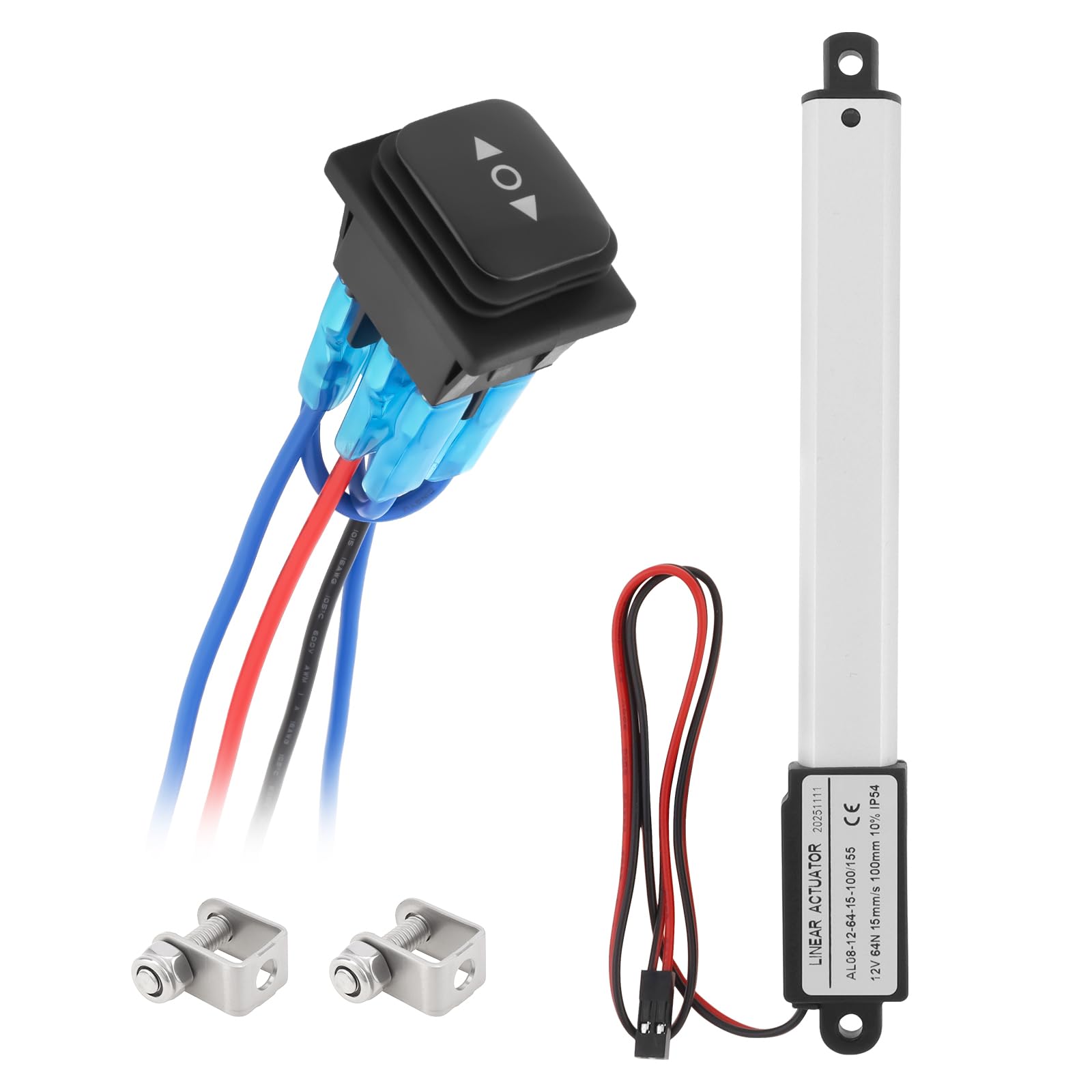 12V Mini Linear Actuator Motor 50mm Stroke 64N 14.4lbs Bracket