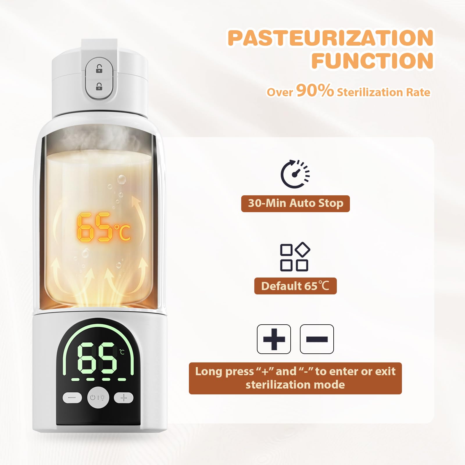 Scaldabiberon Portatile,Scaldabiberon Portatile Senza Fili per Latte Materno 500 ml,Riscaldamento Rapido e Controllo Preciso della Temperatura,Scaldalatte con Batteria e Caricabatterie