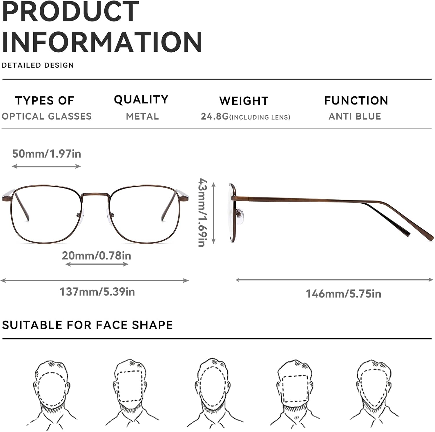 Retro 80s Square Glasses - Premium Non-Prescription Clear Lens for Women, Men & Teens | Walter White Style Fashion Tea Frame - Image 7