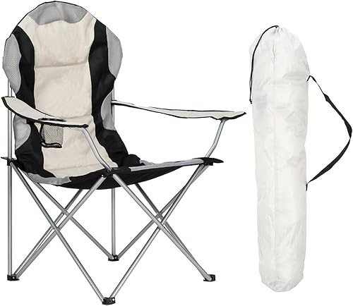 Silla plegable de campamento, tamaño mediano, 330 libras, resistente al aire libre, con portavasos y bolsa exterior, silla plegable portátil y