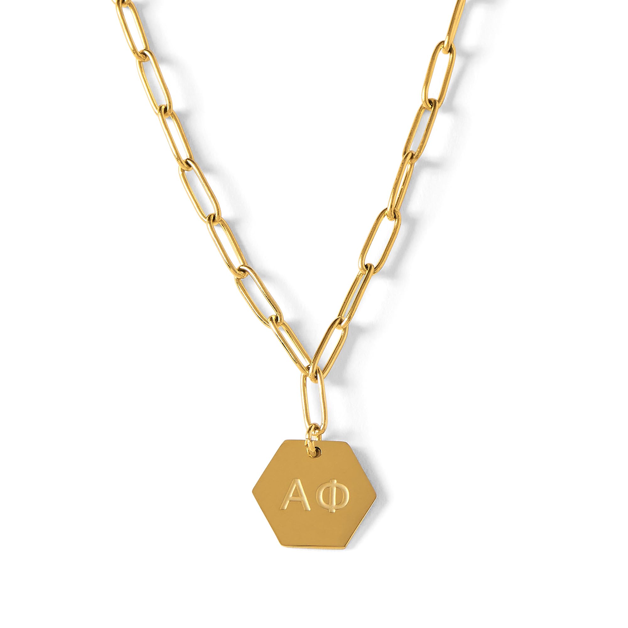 Sorority ShopAlpha Phi Paperclip Necklace — AP 18K Gold Plated Sorority Gifts Necklace, Long-Lasting Alpha Phi Gifts for Women