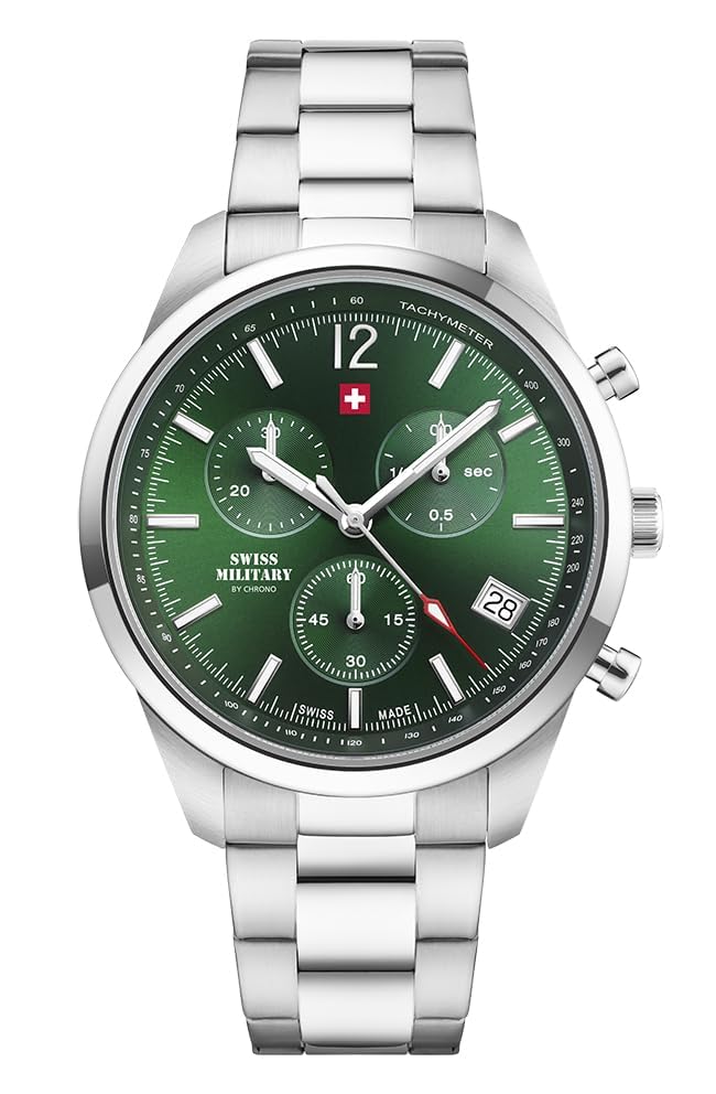 Image of Swiss Military by Chrono Analogue Green Dial Men's Watch-SM34097.04