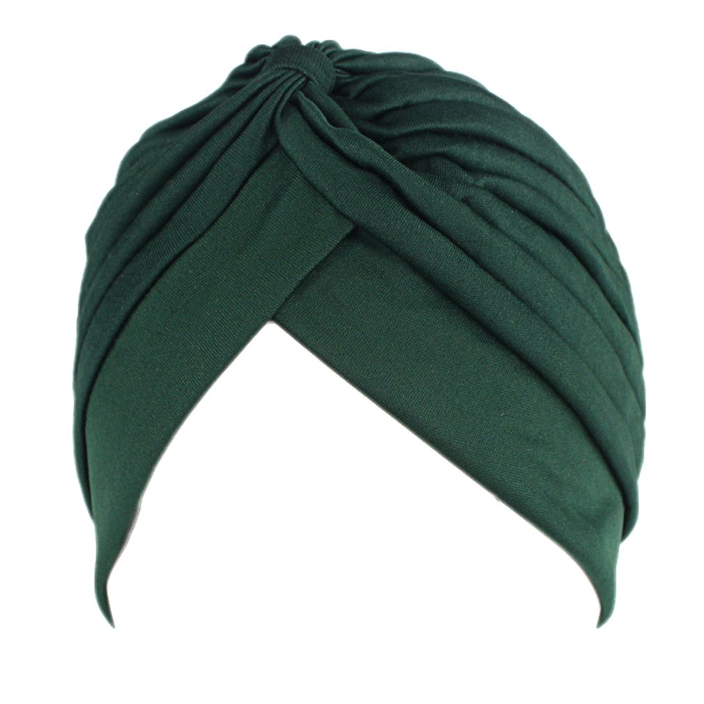 COMVIP Womens Twisted Pleated Stretchable Swim Bathing Turban Cap Atrovirens