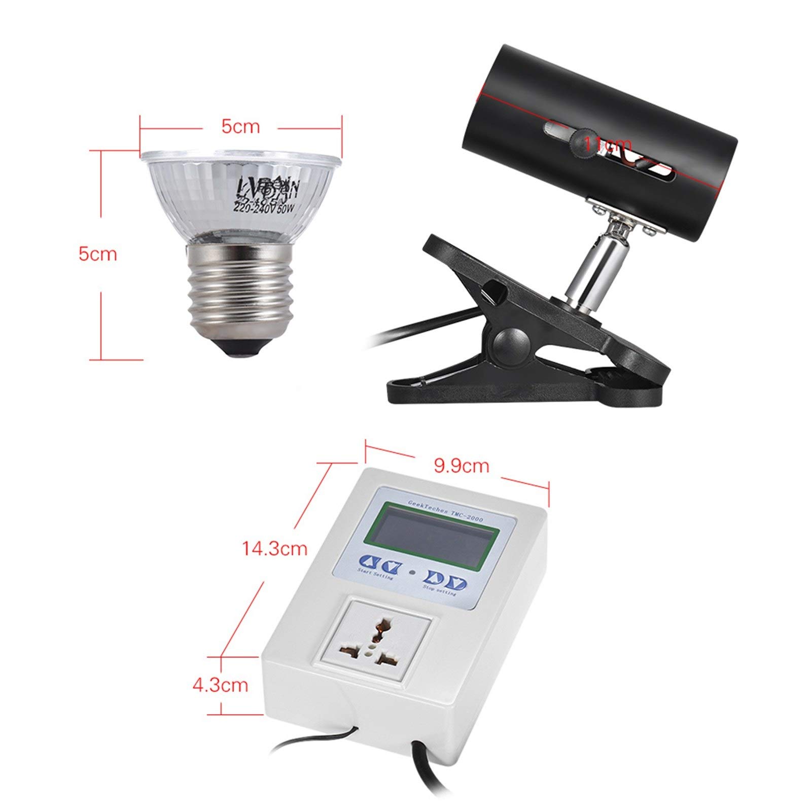 Chauffe-mains 3pcs 50W / 100W Pet Chauffage Lampe Basking Ampoule Régulateur de température Thermostat intelligent for les tortues Reptiles Animaux Couveuse