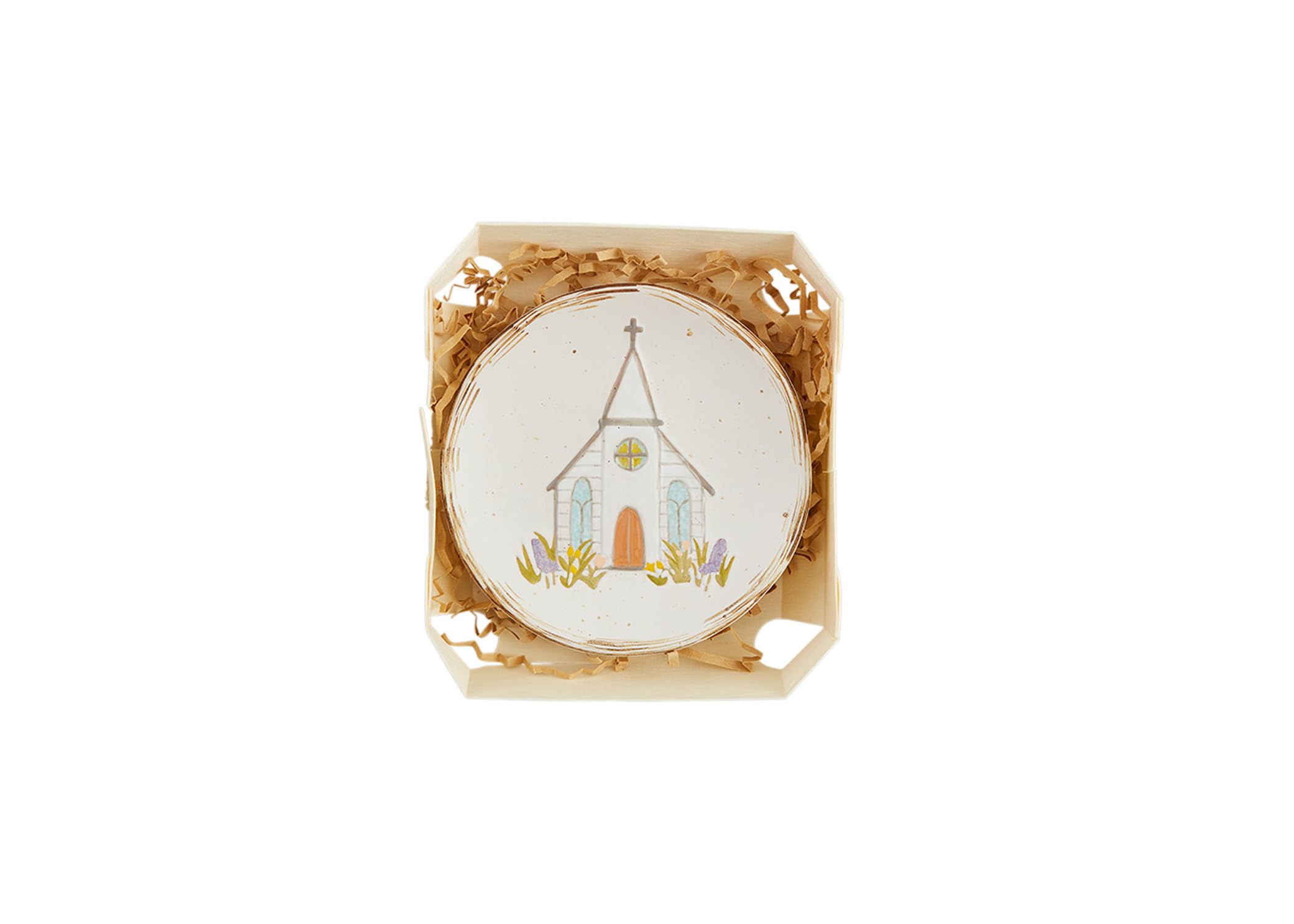 Plat à bijoux église coupelle céramique vide poche coffret rangement
