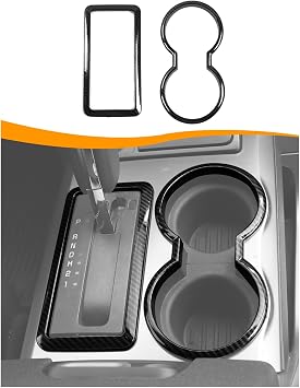 Hoolcar Central Control Gear Shift Cup Holder Panel Trim Cover Compatible with Ford F150 Raptor 2009-2014 Carbon Fiber Interior Accessories