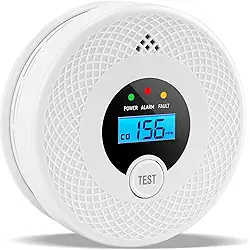 1 pacote com detector de fumaça e monóxido de carbono com visor LCD, alarme de 85 dB, botão de teste, indicadores de LED, detector de fumaça com alarme de incêndio operado por bateria para casa