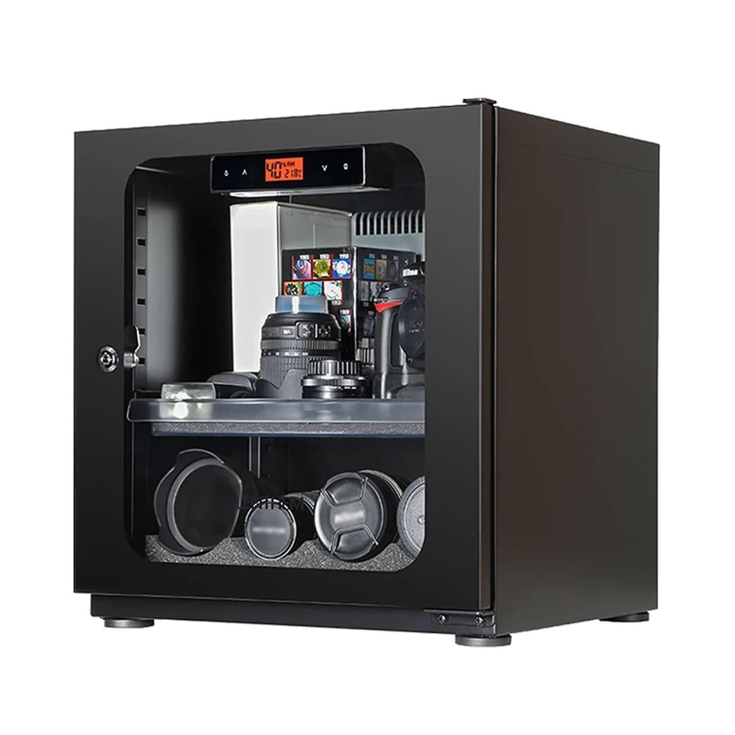 Dehumidify Dry Cabinet Box, Digital Control Electronic Moisture-proof Cabinet, Silent Dehumidifier Dryer For Camera Lenses, Tea, Food, Electronic Components, Clothing 56L (Color : Black)
