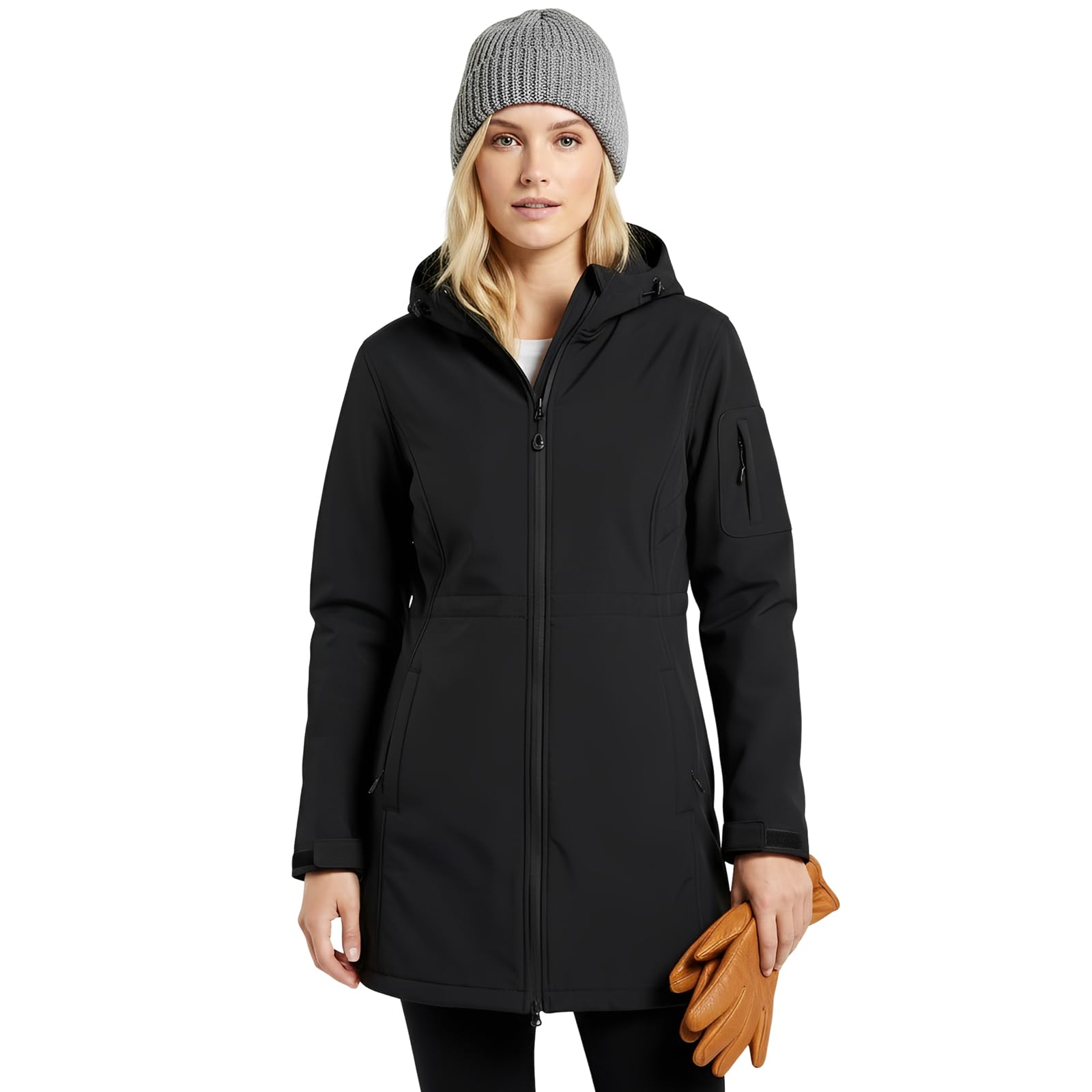 Veste de Transition pour Femmes Veste de Pluie Softshell Imperméable Jacket Fonctionnelle Coupe-Vent Avec Capuche