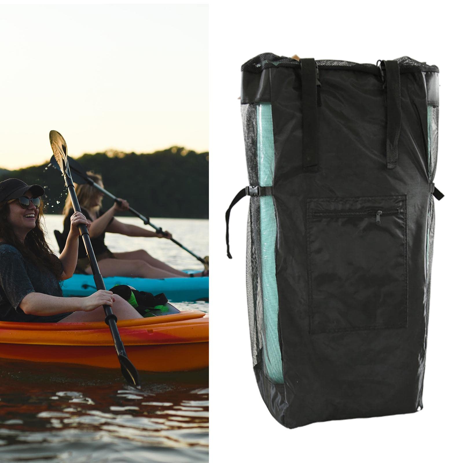 Mochila Impermeable para Tabla de Paddle Surf Inflable con Diseño de Panel Lateral en Malla Correa de Pecho Ajustable y Bolsa Universal Adecuada para