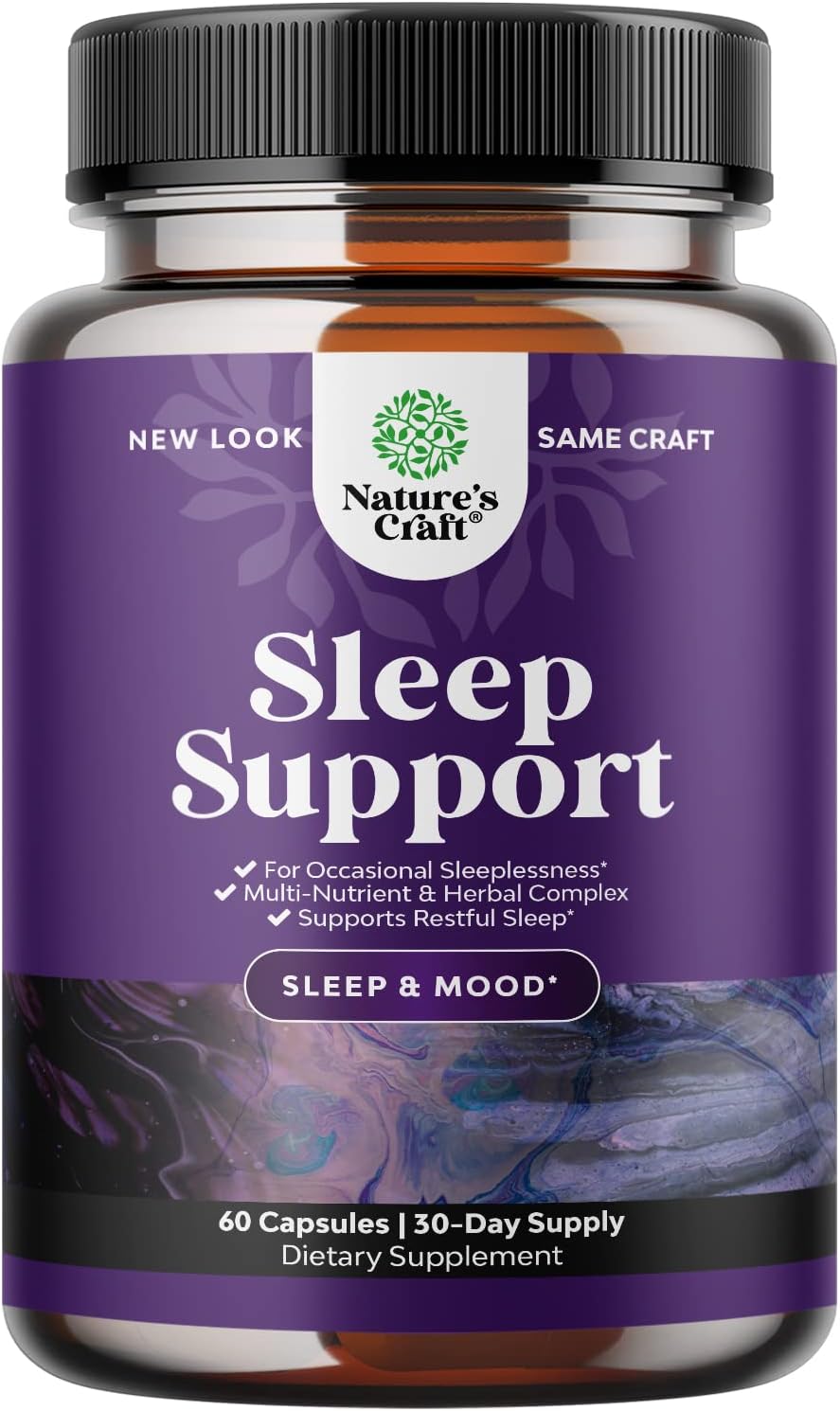Natural Refreshing Sleep Formula - Supports Healthy Rest - Non Addictive Supplement - Magnesium L-Theanine GABA - Purest Herbal Ingredients