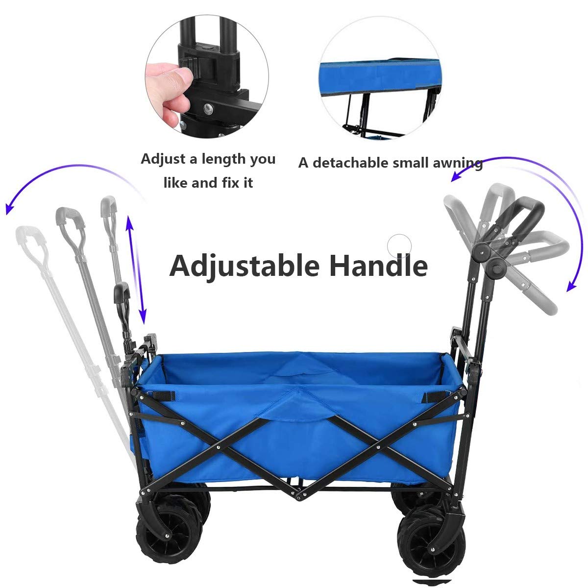 Tintonlife Push and Pull Collapsible Utility Wagon, Heavy Duty Folding