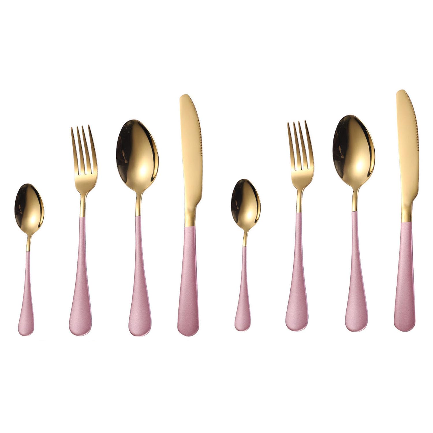 Cutlery Set, 8-Pieces Stainless Steel Flatware Silverware Set (Pink Gold)
