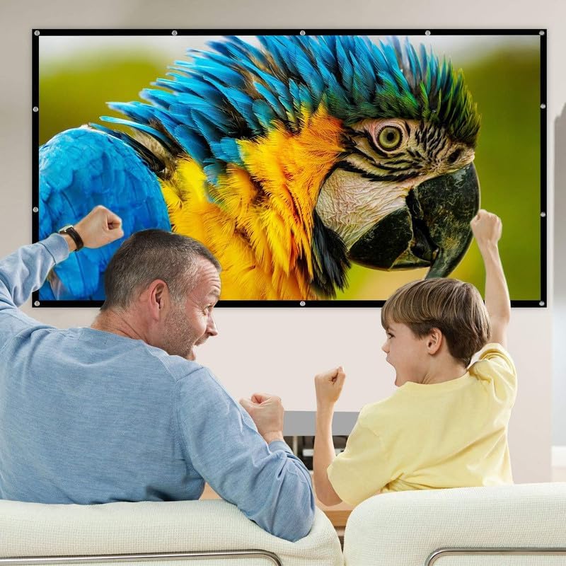 Image of 120 inch Inch Projector Screen Upgraded inch 16:9 HD Portable Eyelet Screen Premium Indoor Outdoor Anti-Crease Projection (105 inch Inch (W) x 59 inch Inch (H) - 120 inch Inch Diagonal)