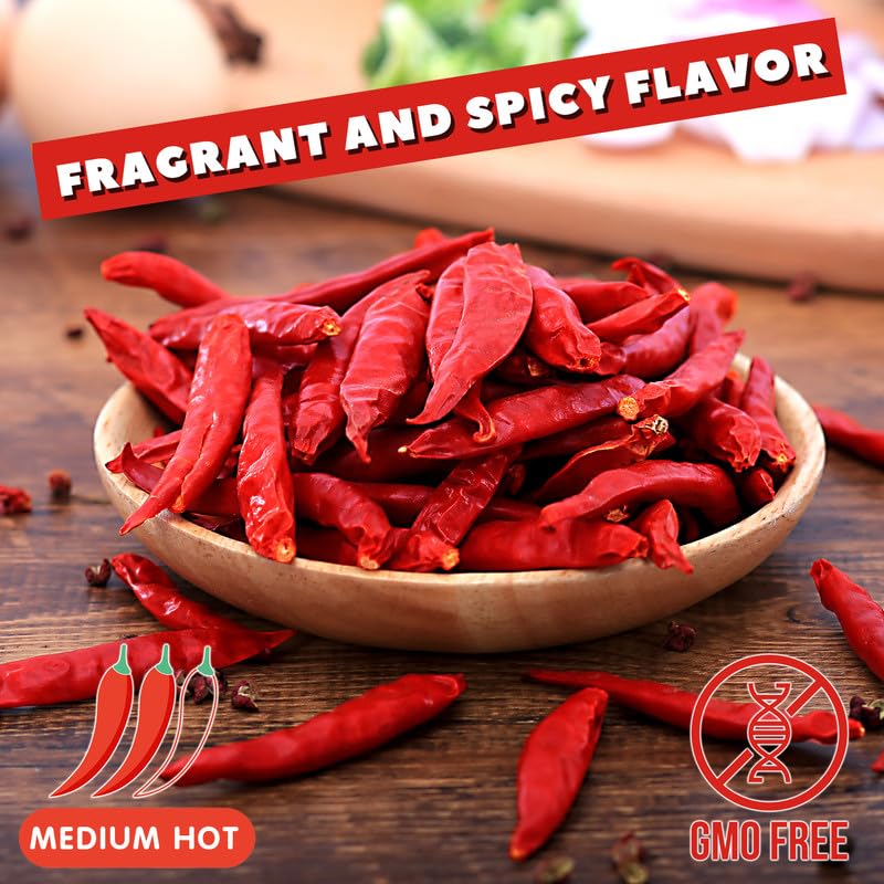 Image of Yimi Dried Chili Peppers 3 Pack Bundle - Arbol, Guajillo, Sichuan Spicy Hot Chiles, Super Pack of Dry Whole Pepper Chiles, for Mexican Asian Dish (18oz Total), Ideal for Gift