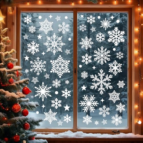 Schneeflocken Fensterbilder Weihnachten Selbstklebend Groß,160 Stk...