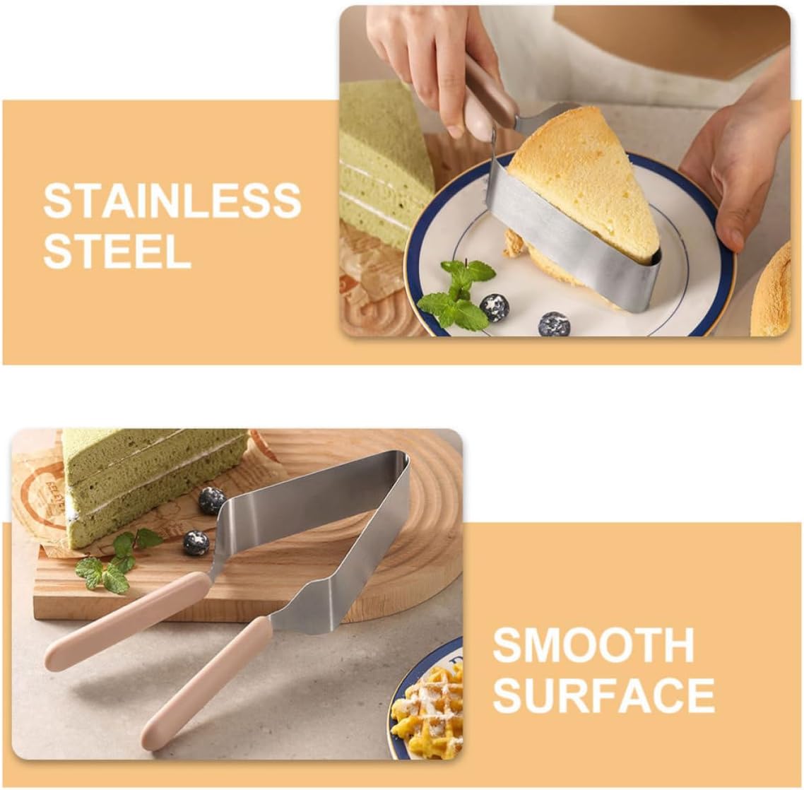 WOONEKY 4pcs Stainless Steel Cake Cutter and Slicer Set Lightweight Sturdy Kitchen Tool for Bakers for Parties and Banquets