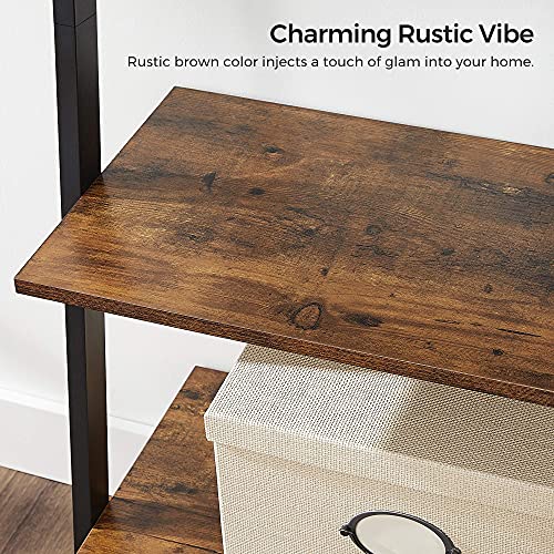 Vasagle Alinru Ladder Shelf Leaning Shelf, 5-Tier Bookshelf Rack, For Living Room Kitchen Office, Stable Steel, Industrial, Rustic Brown And Black Ulls46Bx #TOP5