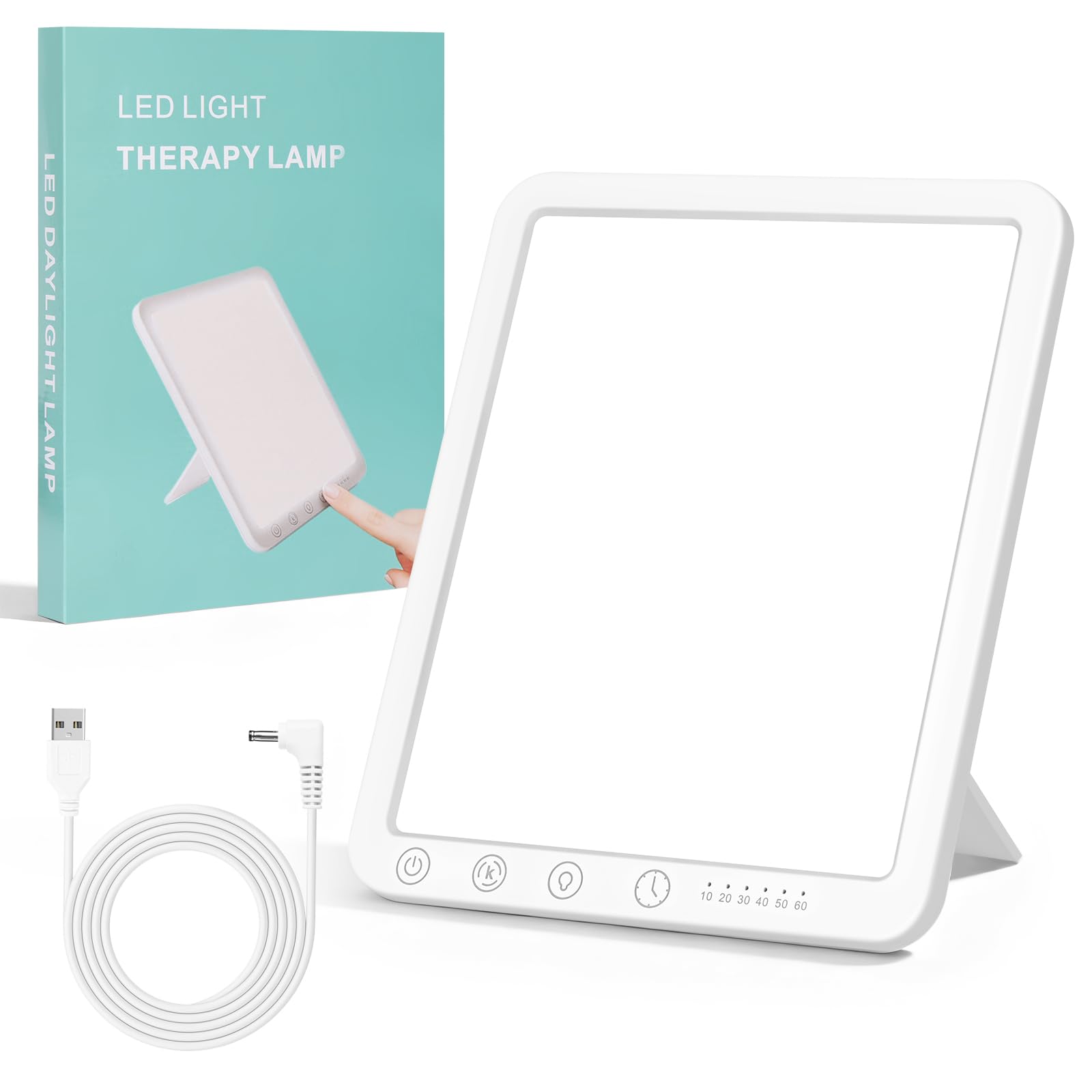 Tageslichtlampe 15000 Lux, UV-freie LED Lichttherapielampe Tageslicht mit 3 Farbtemperaturen, 5 Helligkeitsstufen und 6 Timer, Simulation,Touch-Control Sonnenlicht Lampe mit Speicherfunktion