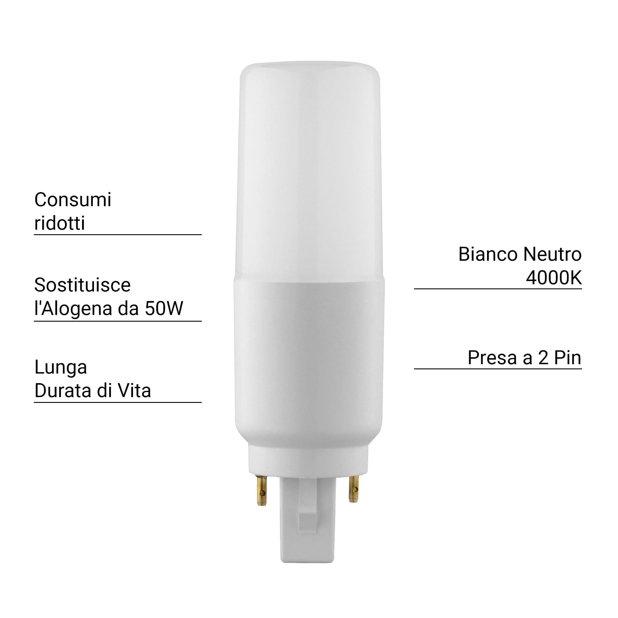 SEBSON Lampadina LED G24 7W - Set da 10-660lm, Bianco Neutro 4000K | Equivalente a 50W - Non Dimmerabile - Angolo di Diffusione 220° - Lampadina G24d universale 230V