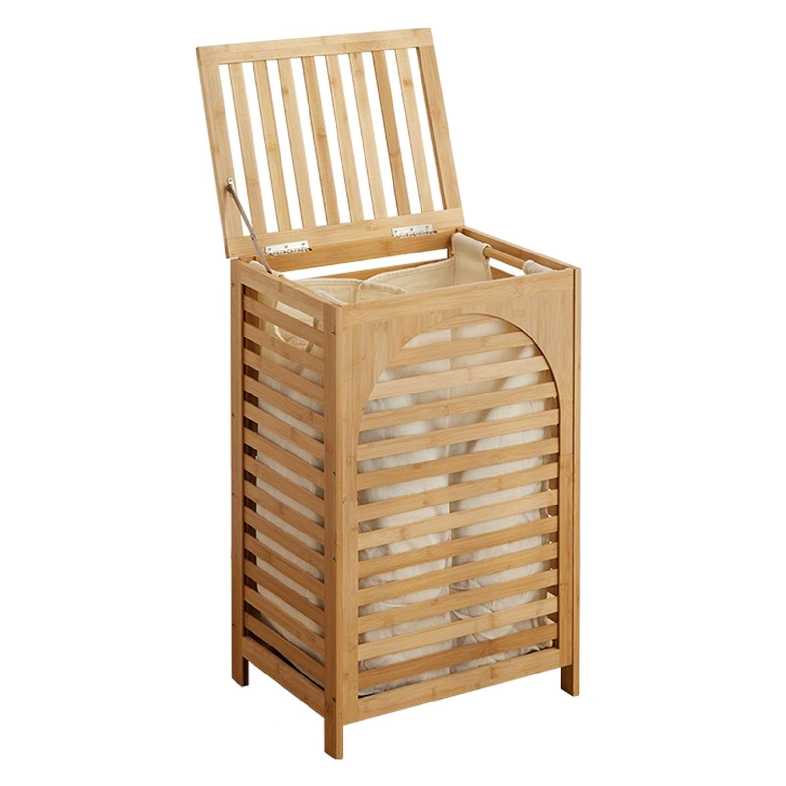 Folding Laundry Basket Household Storage with lid,wooden with 2 removable compartments,divider and sorting compartment
