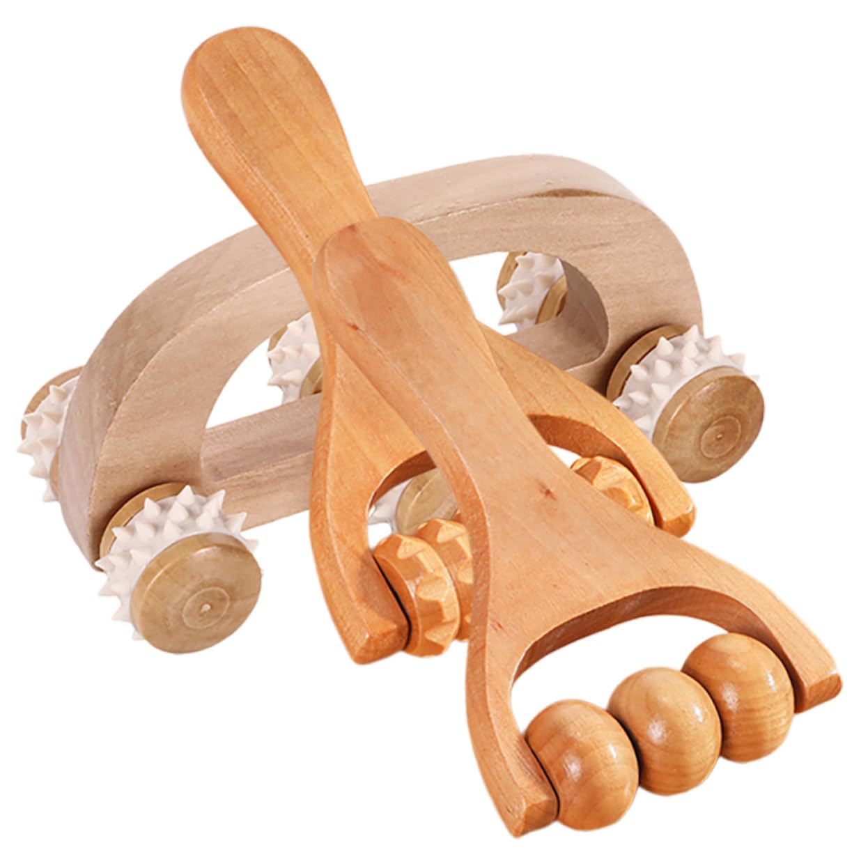 Conjunto De Masajeador Rodillo De Mano Masajeador Para Cuello Beto Masajeador De Pies Masajeadores Faciales Martillo De Masaje De Bambú 3 Piezas X 4