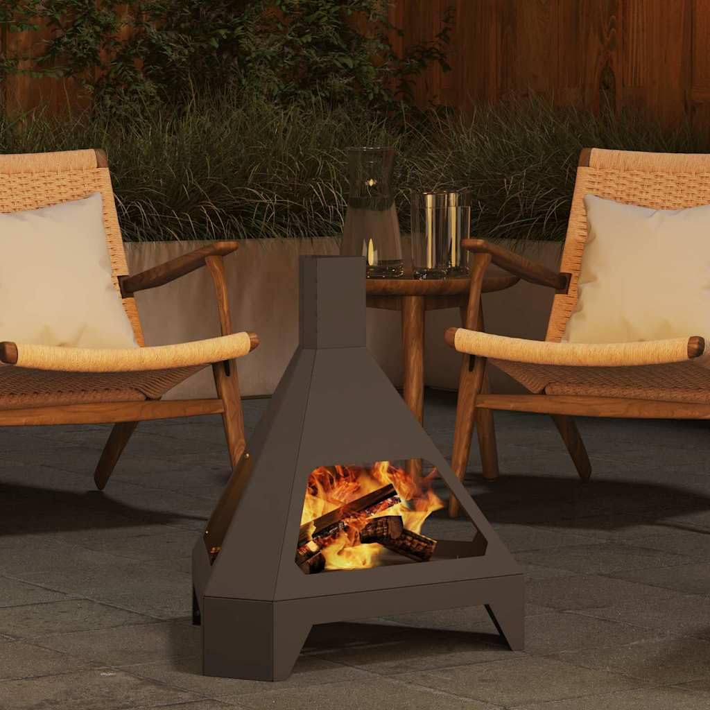 vidaXL Braciere Nero 50 x 43 x 52 cm Acciaio Corten