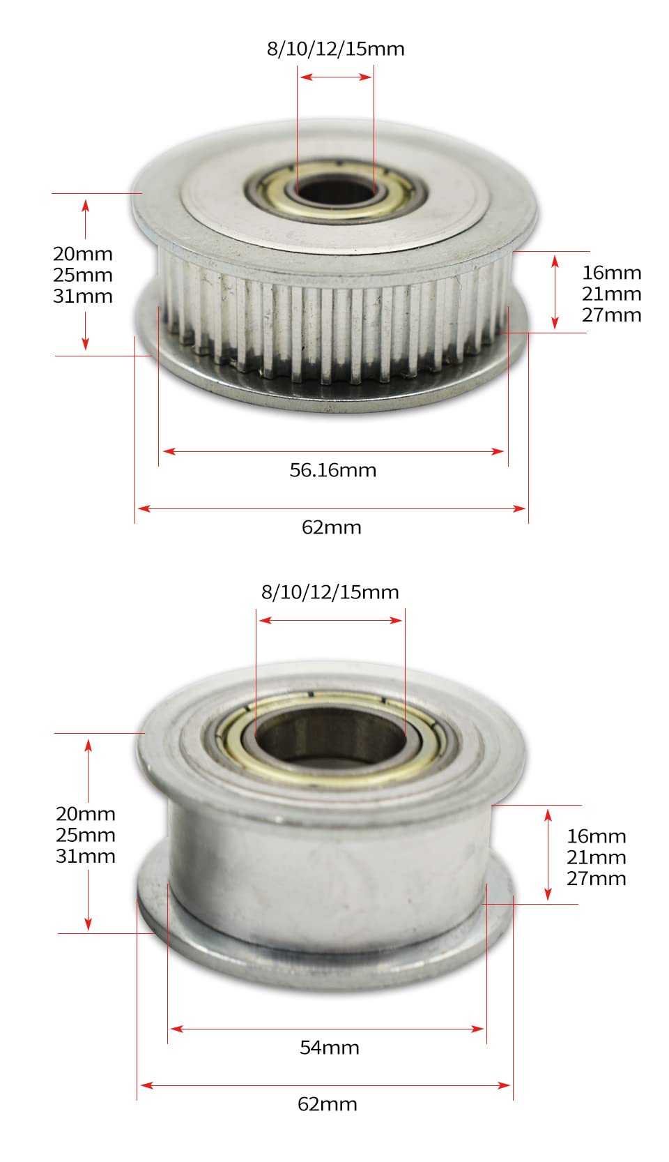 HTD5M 36T koło pasowe luźne 16/21mm szerokość paska łożysko zębate z/bez zębów 8/10/12/15mm otwór(Bore 8mm No Teeth,21mm)