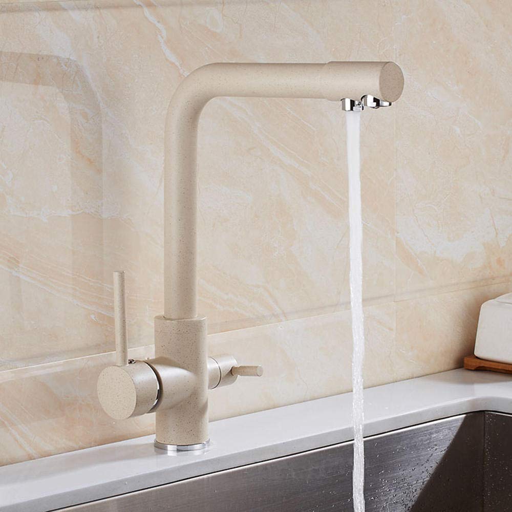 Filtro de Agua de Tres Vías Latón Rotativo Purificador de Agua Fría Y Caliente Grifo Negro, JWNNFC, Avena,