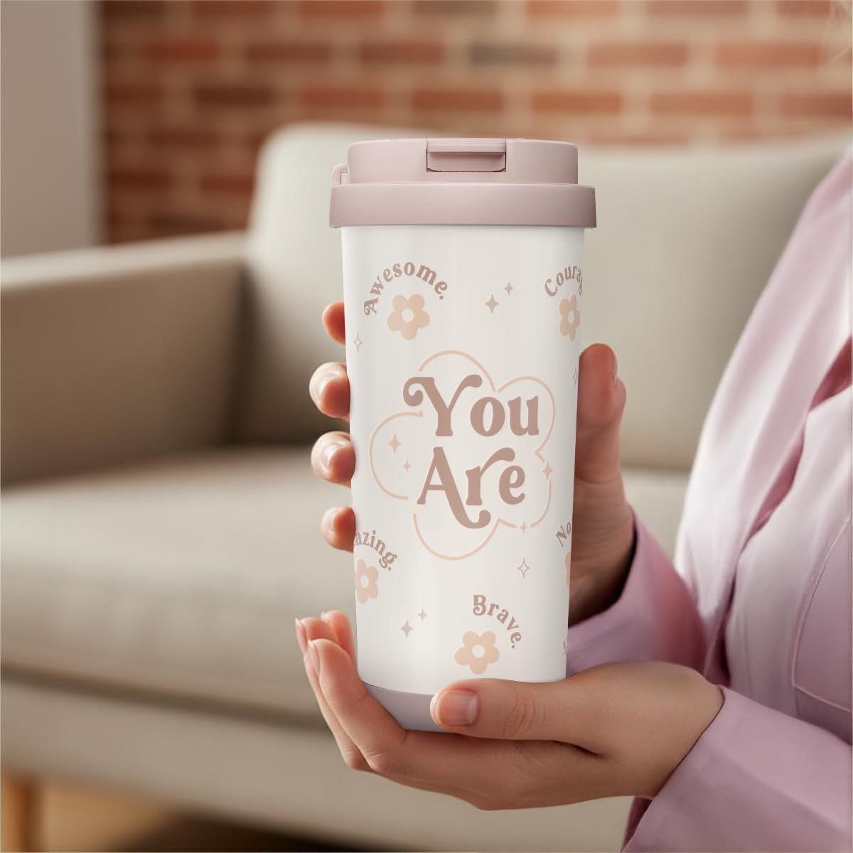 SANDJEST Inspiration Tumbler - Stainless Steel 2-in-1 Lid Coffee Tumbler 18 oz, Insulated Travel Mug Gift for Women Teen Mother, Birthday Christmas - Image 8