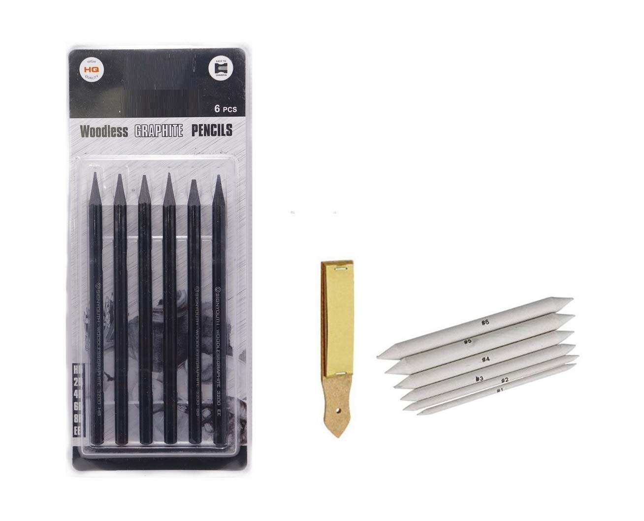 Definite Sketching Set of Pencils for Professional Students & Artists | 6 Woodless Graphite (HB,2B,4B,6B,8B)| EE with Kneadable Eraser | 6 Paper Stumps | Art Blenders, Tortillon & Sand Paper (B08KXPW2LW) Amazon Price History, Amazon Price Tracker