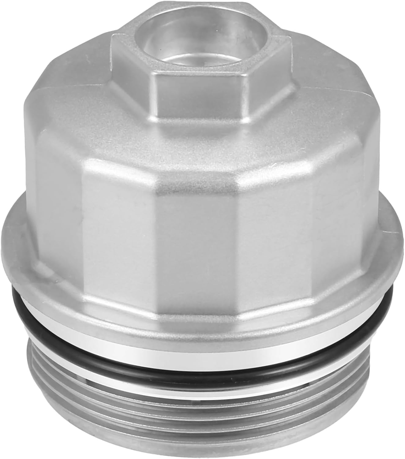 Oil Engine Filter Housing Cap Cover No.11427563763 - Car Oil Filter Housing Cap - for MINI Convertible Base 2005-2008 Metal Silver Tone - 1 Pc