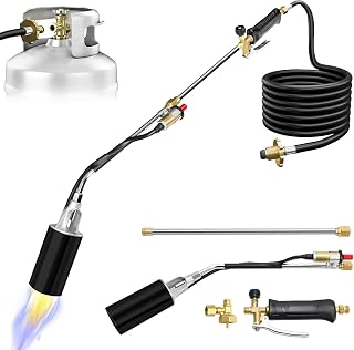 Heavy Duty Propane Weed Torch with Self-Ignition, 1,800,000 BTU High Heat Output, 37.5-Inch Wand & 11.5ft Hose – Adjustable Flame for Weeding, Snow Melting, Roofing, Campfires