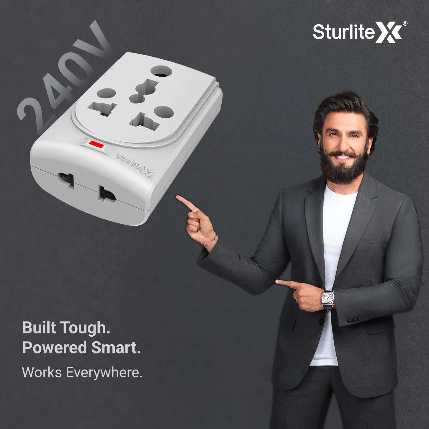 Sturlite Konvert Multiplug| 6-16 Amp| 2-Pin & 3-Pin Socket| Universal AC Travel Adapter| Premium Polycarbonate Body Socket| Compact Converter Plug for Travel, Home & Office Use - Pack of 10