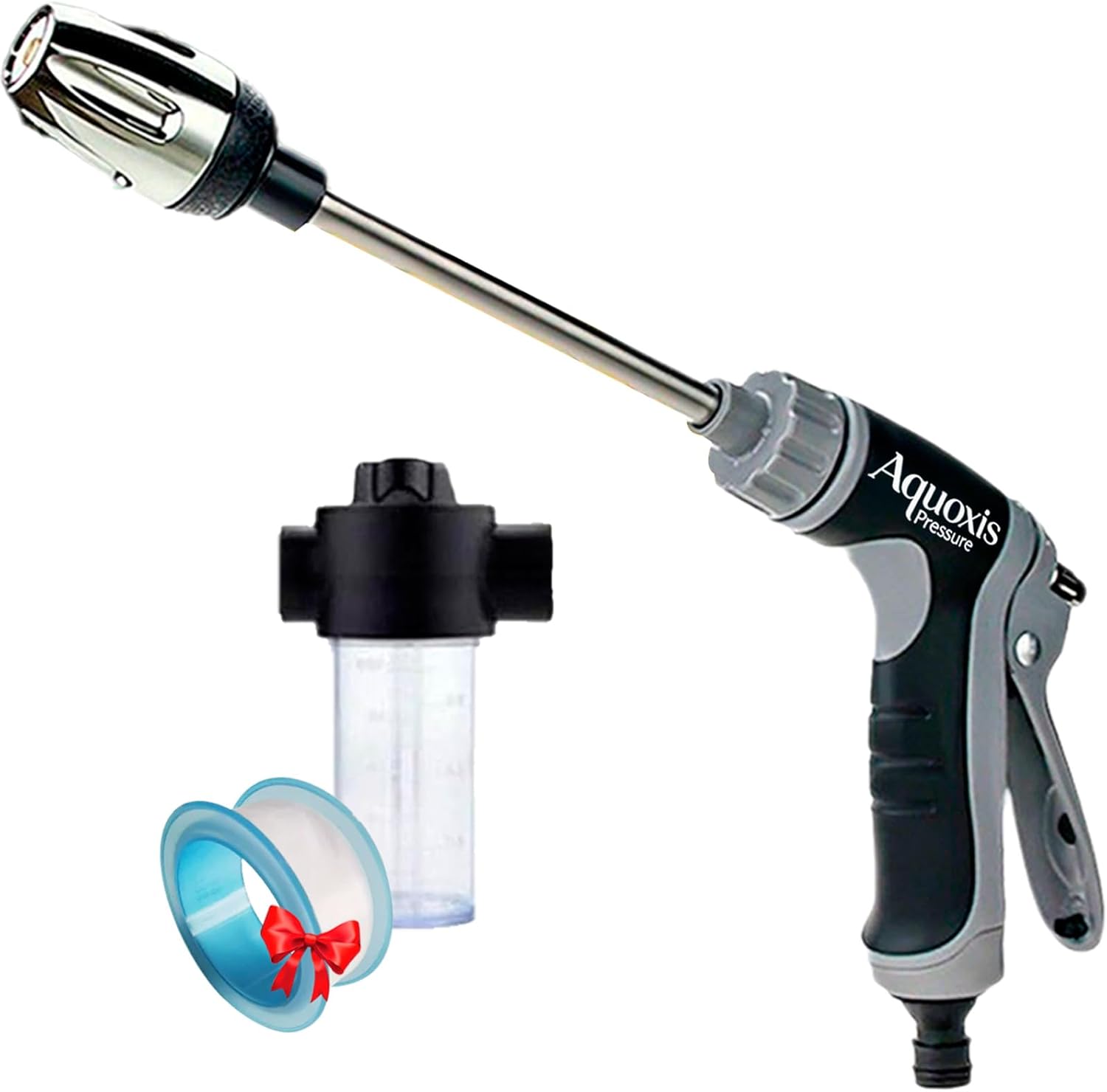 3/4-in Multi Function Garden Hose Sprayer - Quick Connect 360° Rotating Nozzle with Multi Spray Modes, for Patio Cleaning, Car Washing, Lawn Watering & Pet Bathing(W/Foam Pot-B)