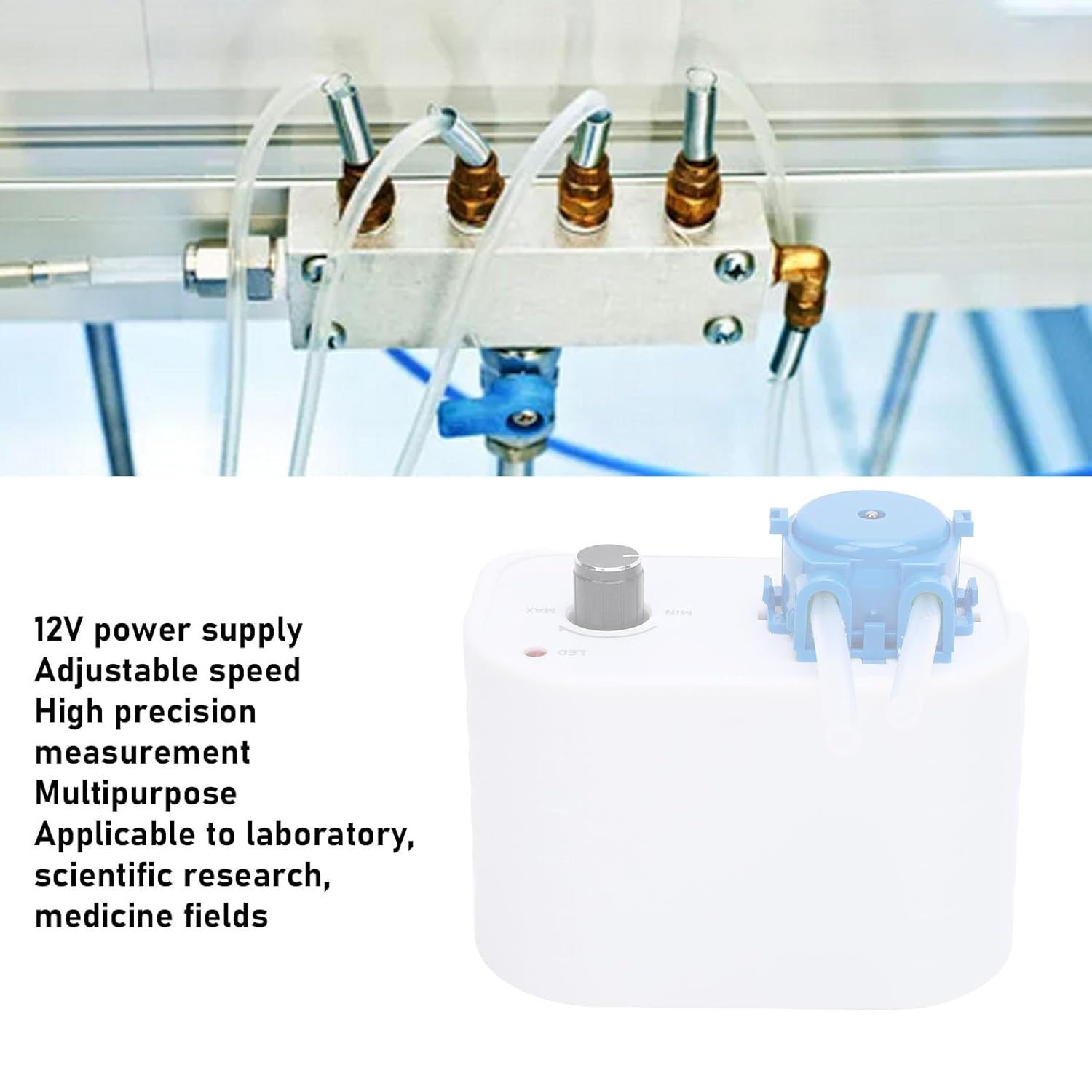 Small Peristaltic Pump, ABS Adjustable Speed 12V Liquid Dosing Pump, Peristaltic Liquid Pump for Lab Scientific Research